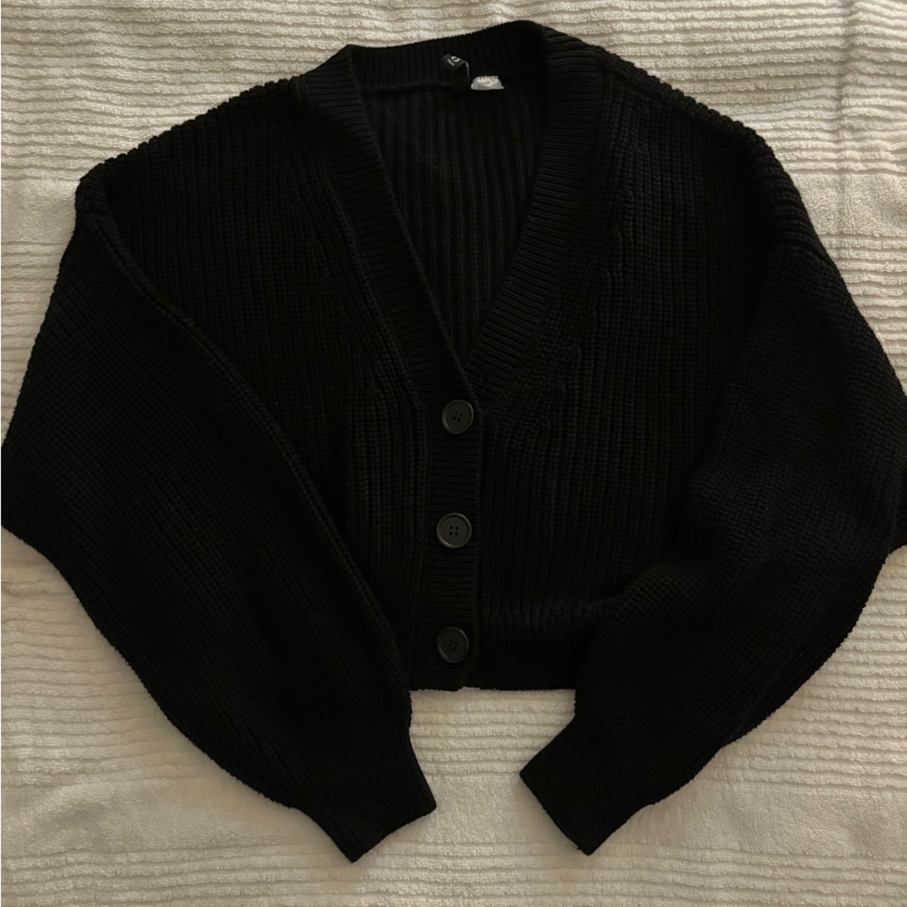 Divided Black Knit Cardigan Sweater